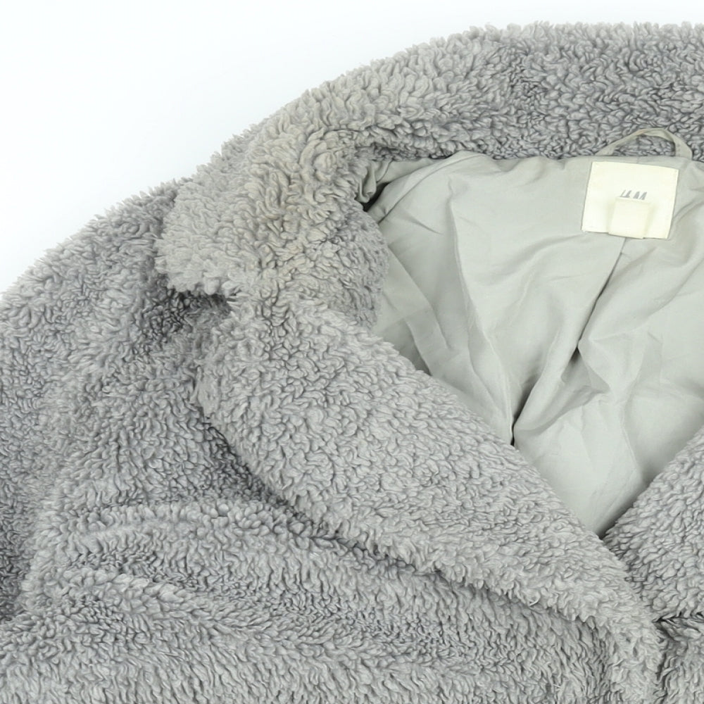 H&M Womens Grey Overcoat Coat Size M Snap