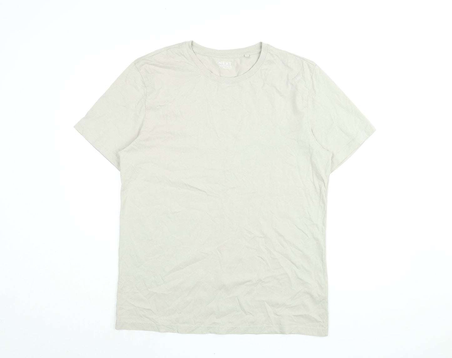 NEXT Mens Grey Cotton T-Shirt Size L Round Neck