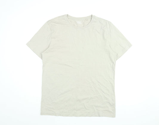 NEXT Mens Grey Cotton T-Shirt Size L Round Neck