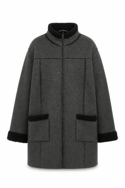 Marks & Spencer Womens Grey Overcoat Coat Size 18 Zip