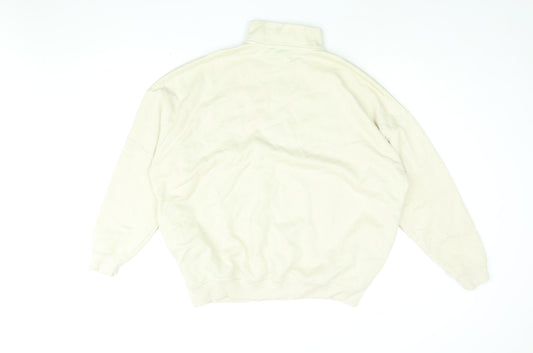 Boohoo Womens Beige Cotton Pullover Sweatshirt Size S Zip
