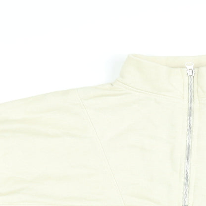 Boohoo Womens Beige Cotton Pullover Sweatshirt Size S Zip