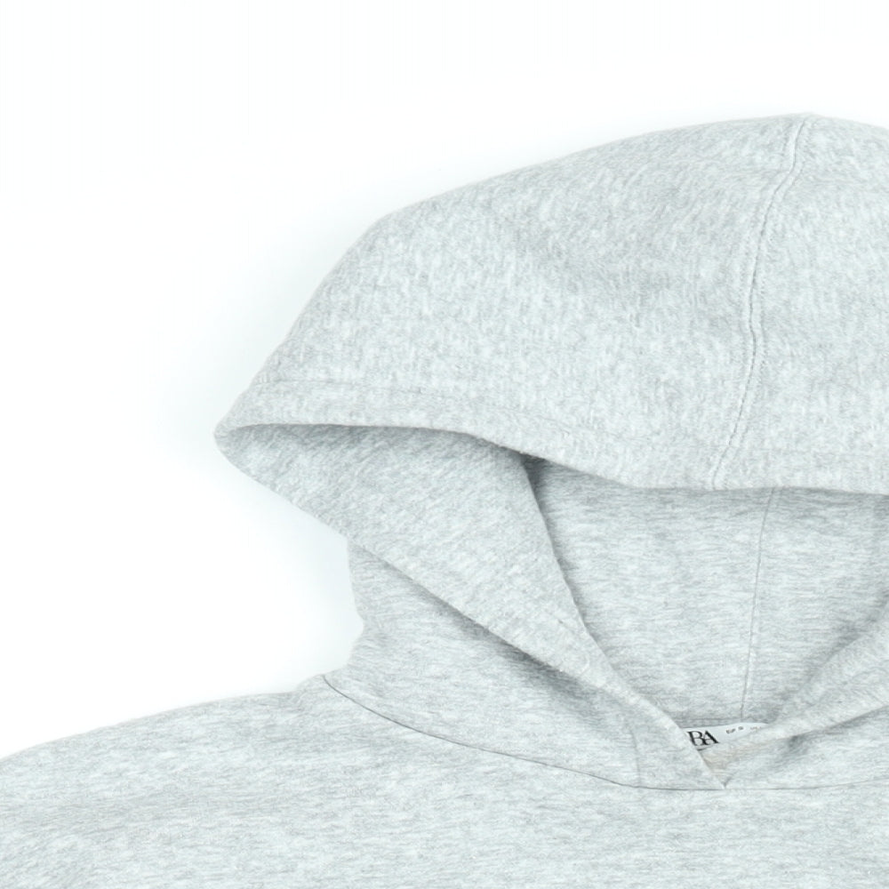 Zara Womens Grey Cotton Pullover Hoodie Size S Pullover