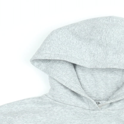 Zara Womens Grey Cotton Pullover Hoodie Size S Pullover