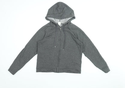 H&M Womens Grey Polyester Full Zip Hoodie Size S Zip