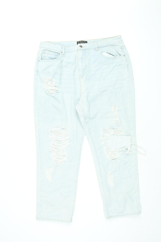 Denim 365 Womens Blue Cotton Boyfriend Jeans Size 14 L25 in Regular Zip