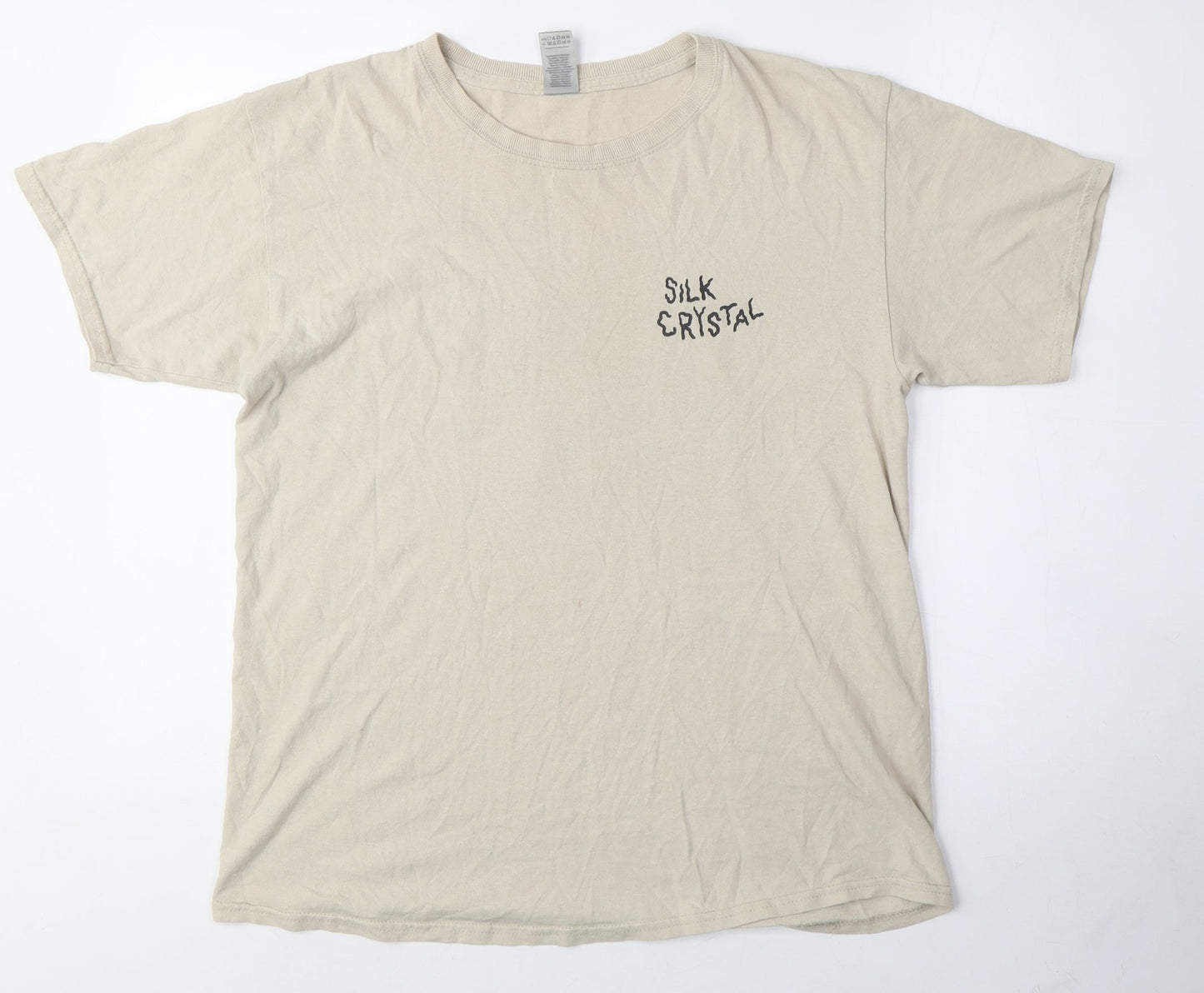 Silk Crystal Men's Beige Graphic T-Shirt Size L