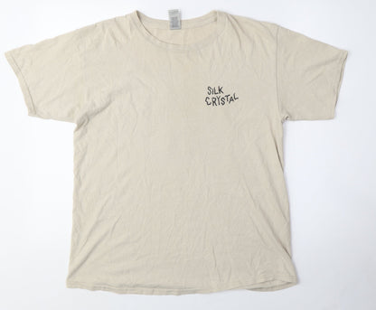 Silk Crystal Men's Beige Graphic T-Shirt Size L