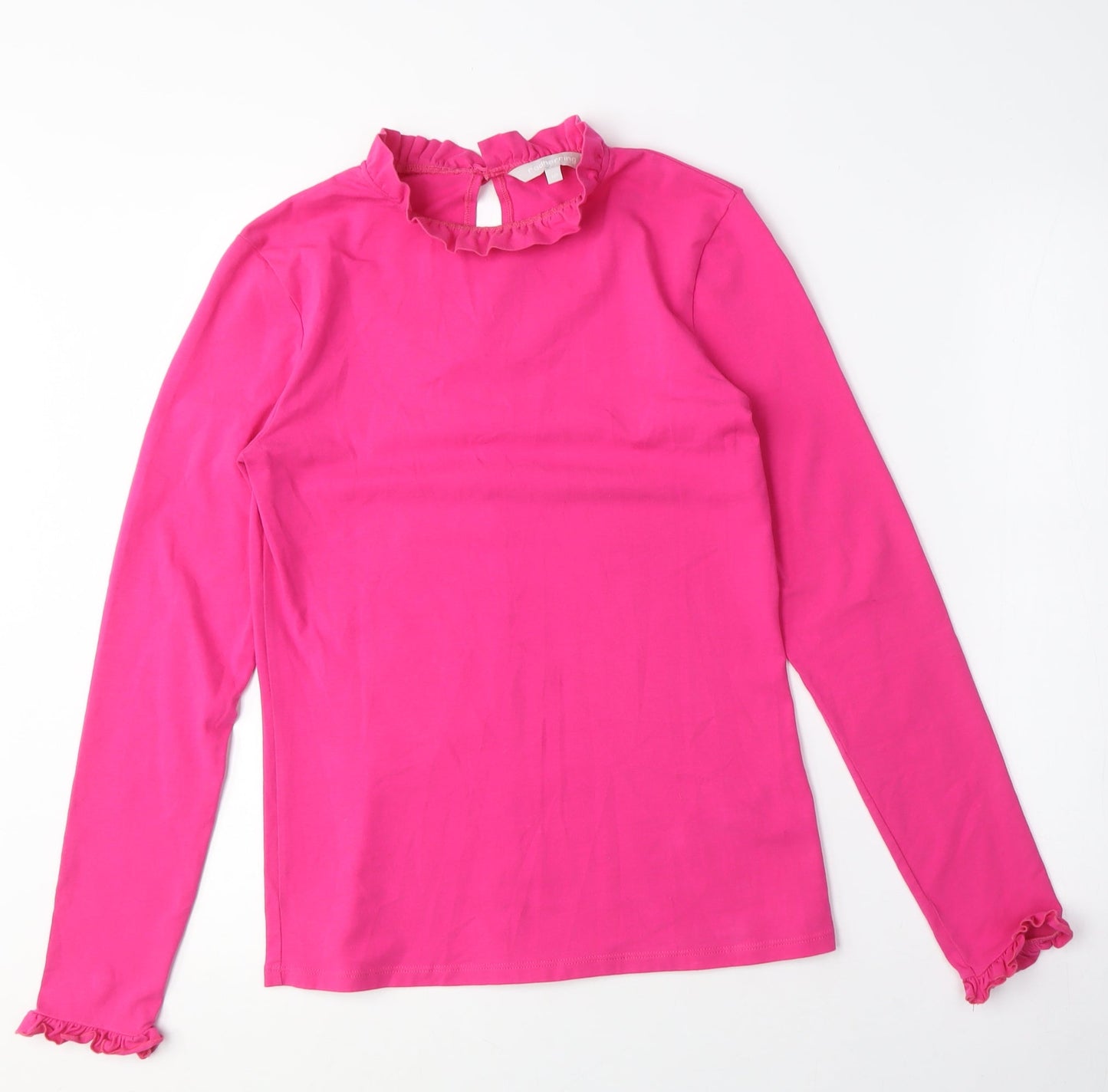 Red Herring Women's Pink Long Sleeve Blouse, Mock Neck, Size S