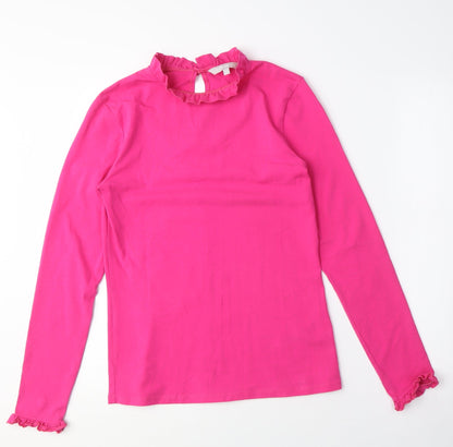 Red Herring Women's Pink Long Sleeve Blouse, Mock Neck, Size S