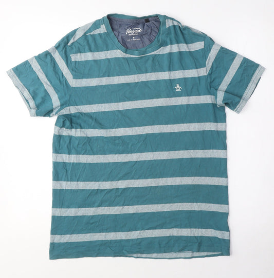 Original Penguin Men's Blue Striped T-Shirt, M