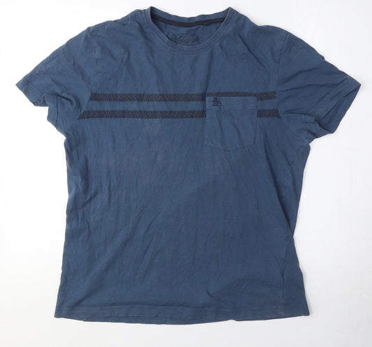 Original Penguin Men's Blue Crew Neck T-Shirt, Size M