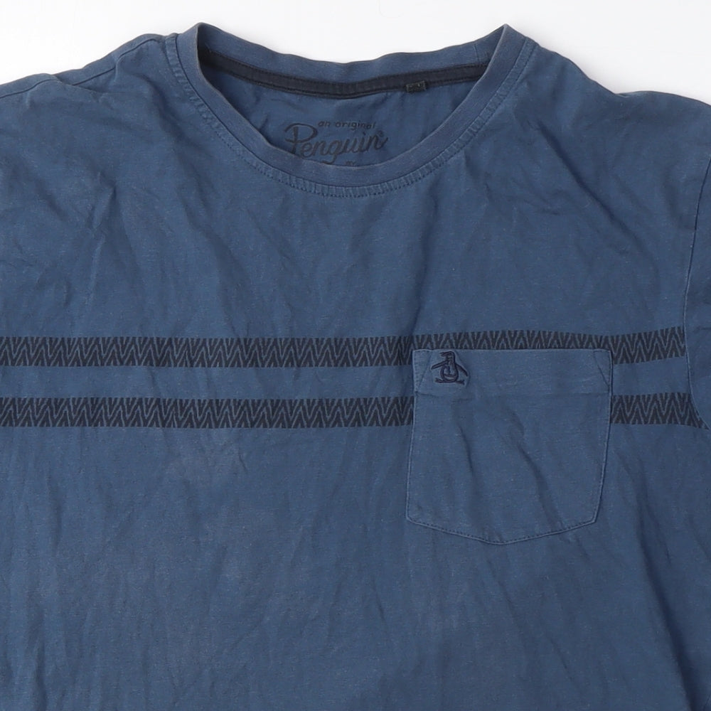 Original Penguin Men's Blue Crew Neck T-Shirt, Size M