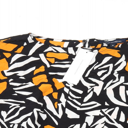 French Connection Womens Multicoloured Geometric Viscose Basic T-Shirt Size M Round Neck