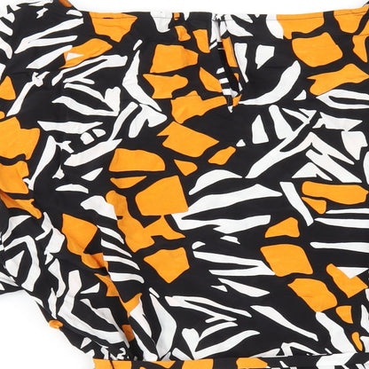 French Connection Womens Multicoloured Geometric Viscose Basic T-Shirt Size M Round Neck