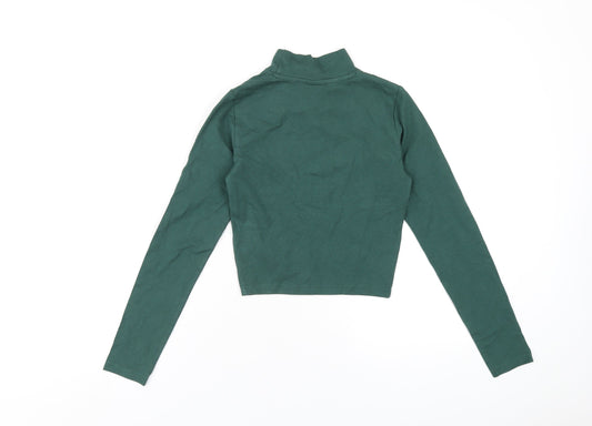 ellesse Womens Green Cotton Basic T-Shirt Size 8 Mock Neck