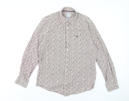 Additional front view of Crew Clothing Multicoloured Geometric Cotton Button-Up, size M, Collared Button