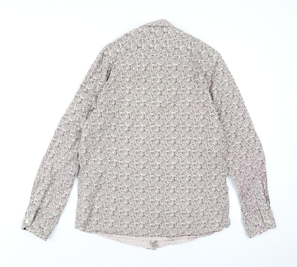 Back view of Crew Clothing Multicoloured Geometric Cotton Button-Up, size M, Collared Button