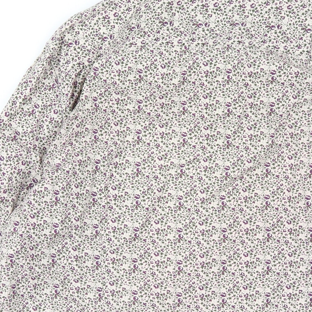Brand and care label for Crew Clothing Multicoloured Geometric Cotton Button-Up, size M, Collared Button