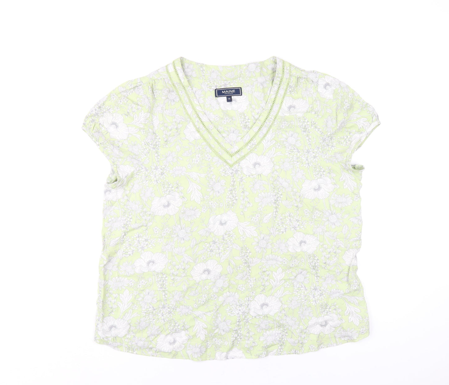 Womens UK Size 14 Maine Green Basic T-Shirt