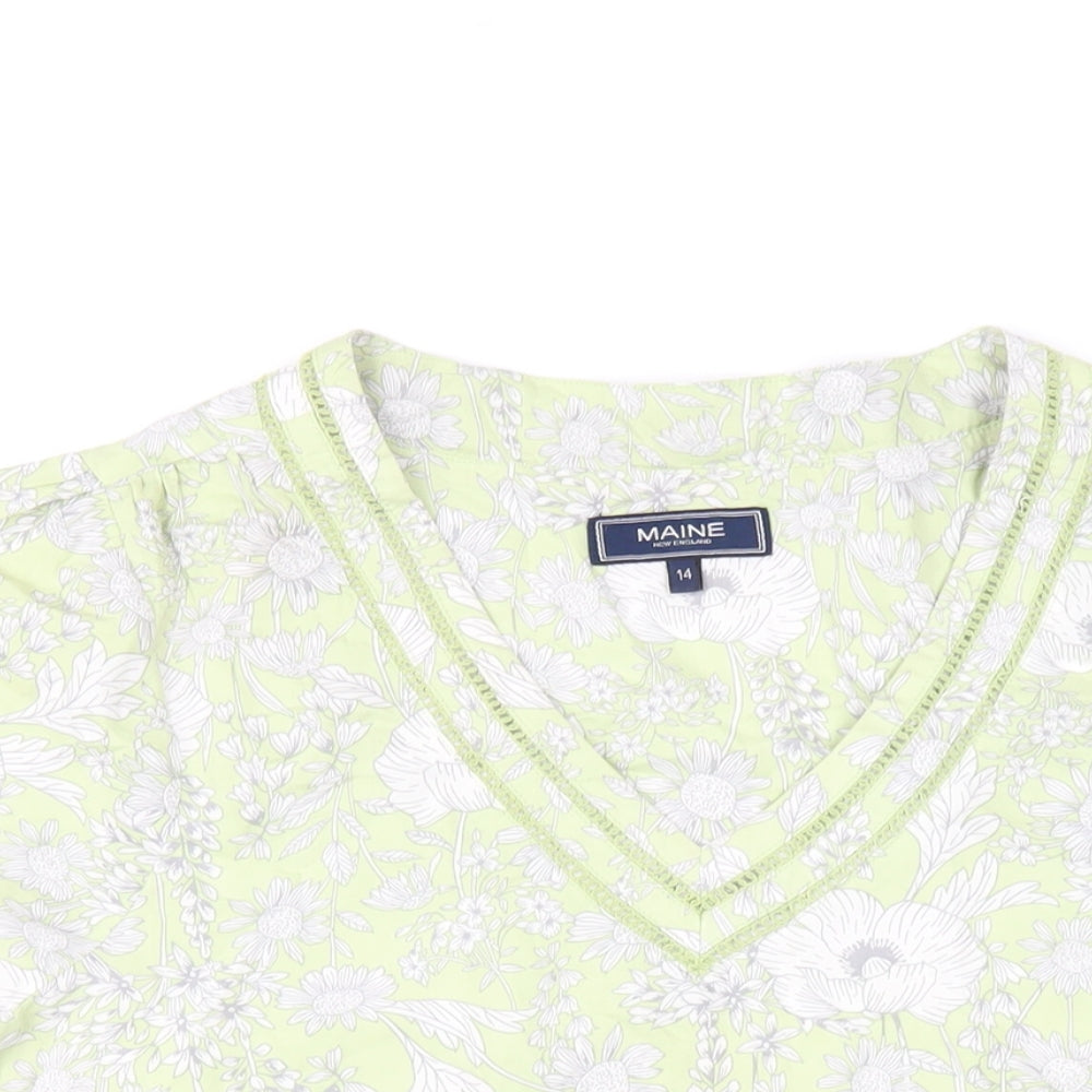 Womens UK Size 14 Maine Green Basic T-Shirt