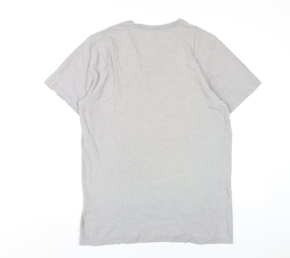 Foot Locker Mens Grey Cotton T-Shirt Size L V-Neck