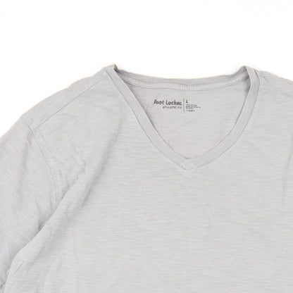 Foot Locker Mens Grey Cotton T-Shirt Size L V-Neck