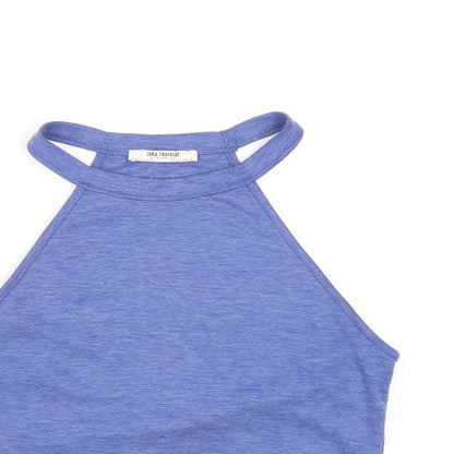 Womens UK Size S Zara Blue Basic T-Shirt