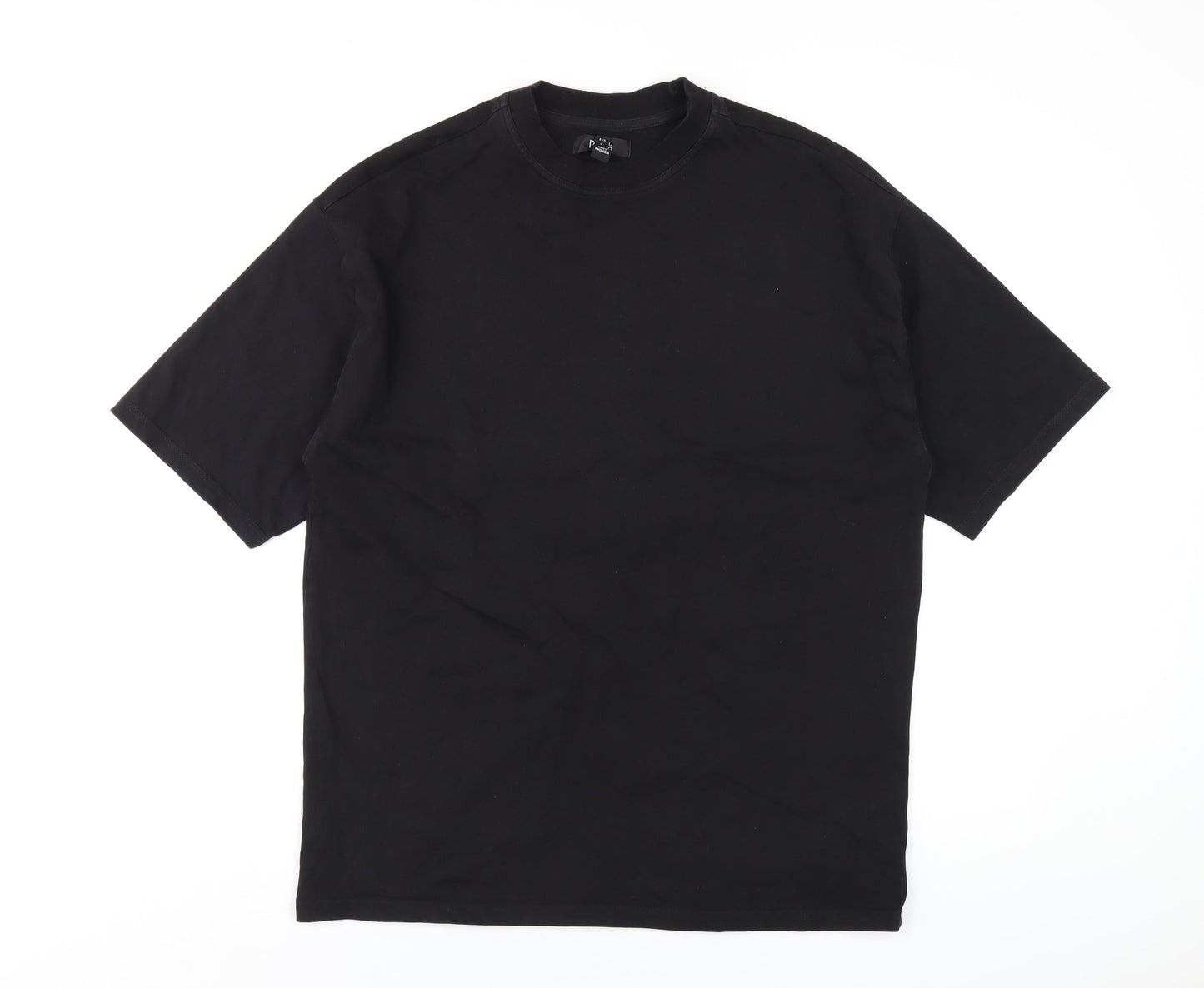 River Island Mens Black Cotton T-Shirt Size S Round Neck