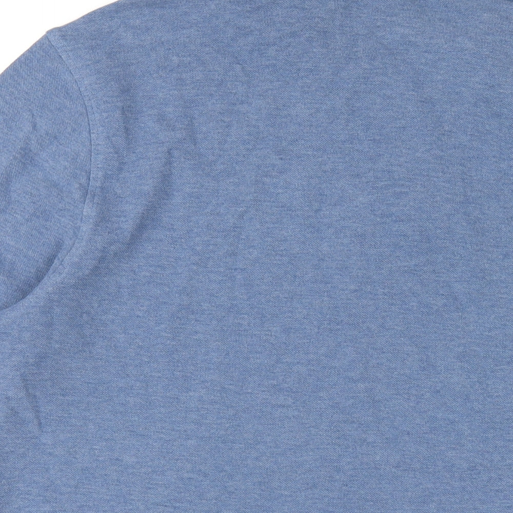 Marks and Spencer Mens Blue Cotton Polo Size L Collared Button