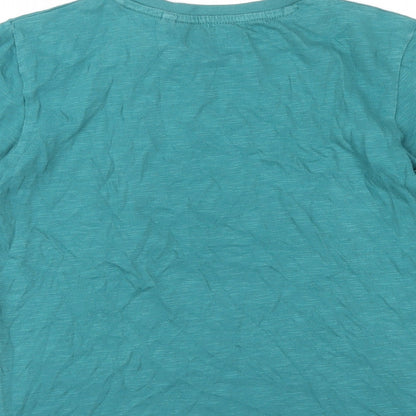 Next Boys Green Cotton Basic T-Shirt Size 7 Years Round Neck Pullover