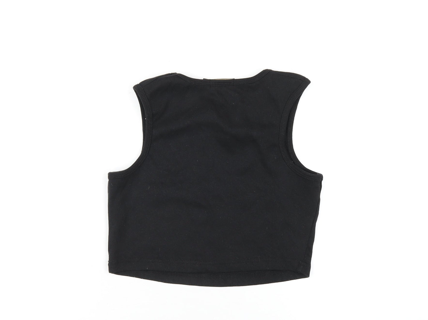 I SAW IT FIRST Womens Black Cotton Cropped Tank Size 12 Round Neck