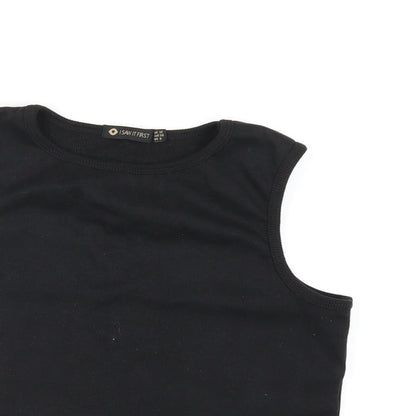 I SAW IT FIRST Womens Black Cotton Cropped Tank Size 12 Round Neck