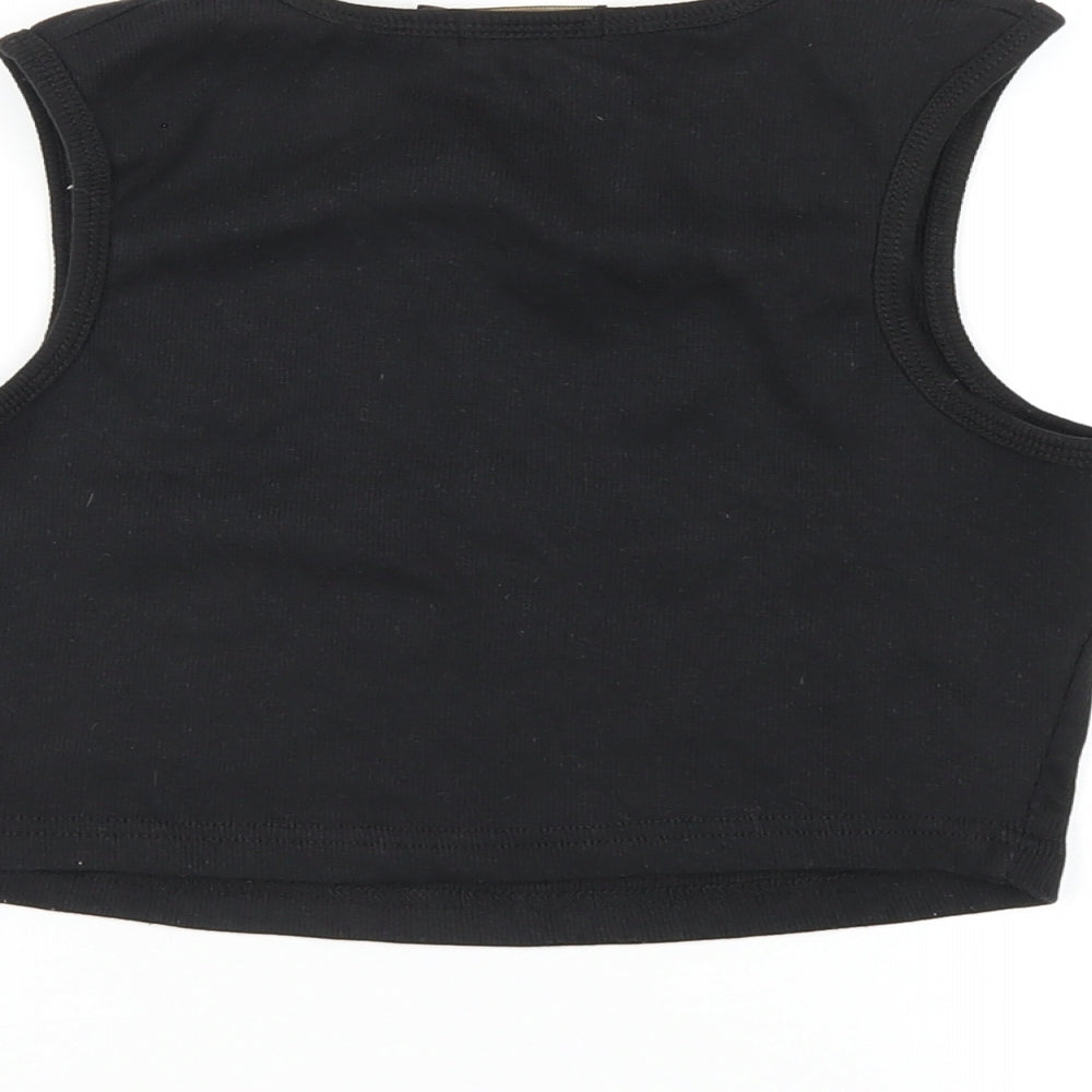 I SAW IT FIRST Womens Black Cotton Cropped Tank Size 12 Round Neck