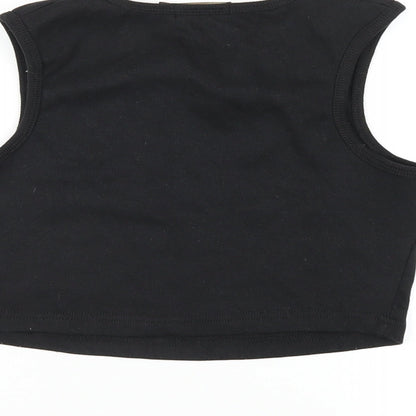 I SAW IT FIRST Womens Black Cotton Cropped Tank Size 12 Round Neck
