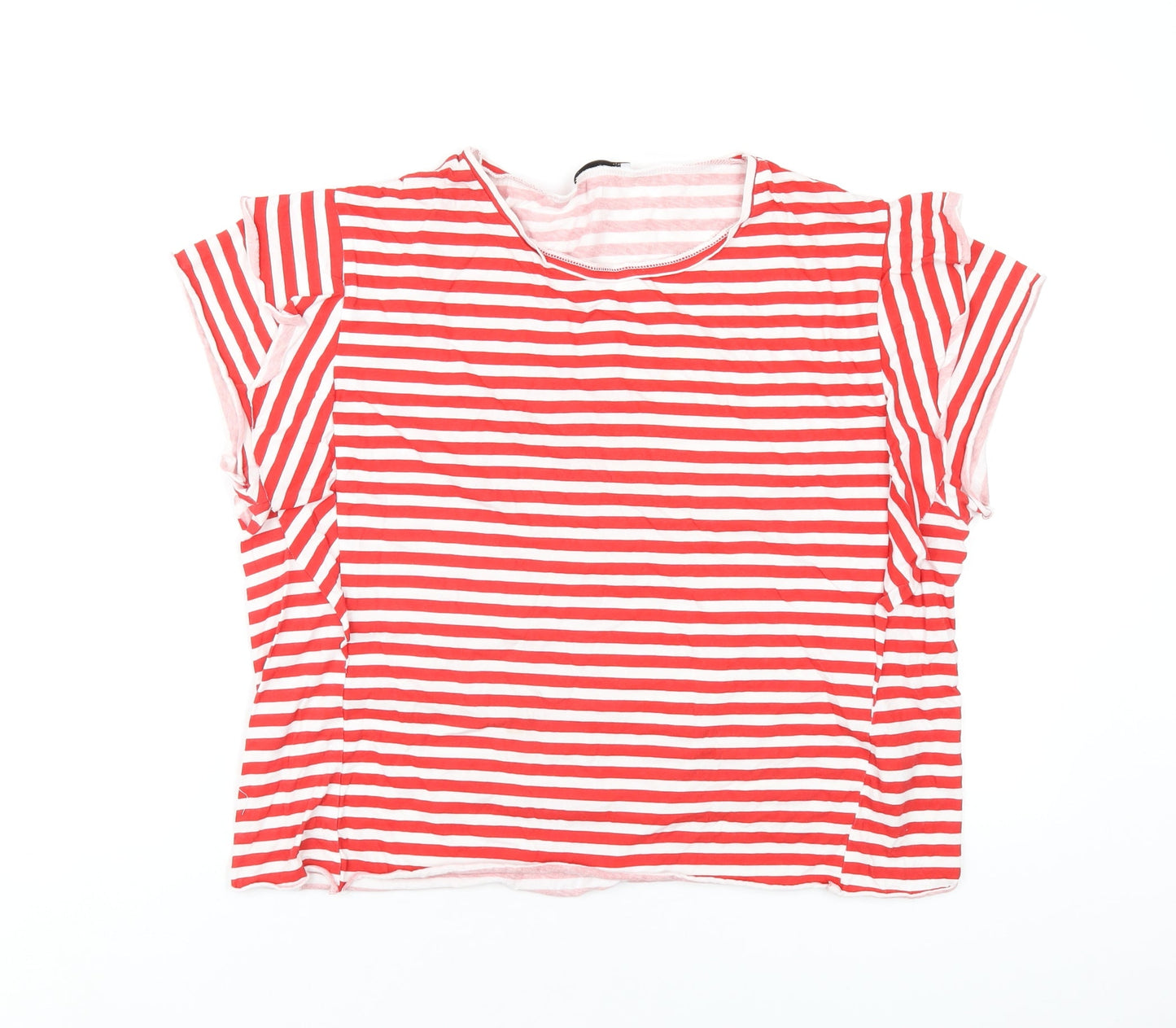 Womens UK Size L Zara Red Basic T-Shirt