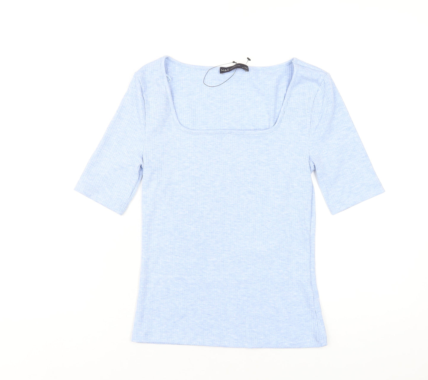 Womens UK Size 8 Marks and Spencer Blue Basic T-Shirt
