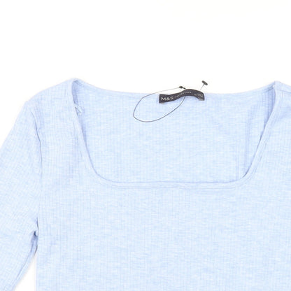 Womens UK Size 8 Marks and Spencer Blue Basic T-Shirt
