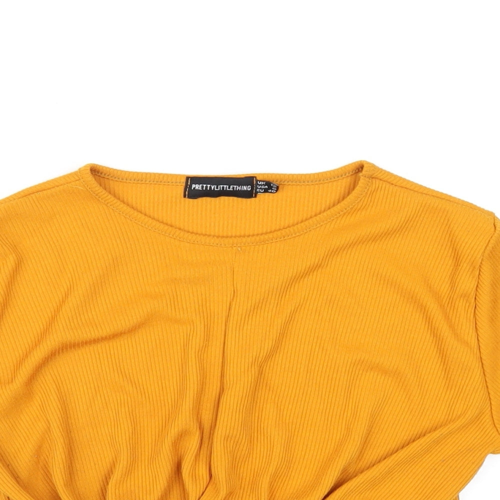 Womens UK Size 12 PRETTYLITTLETHING Orange Cropped T-Shirt