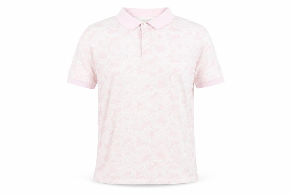 Next Mens Pink Geometric Cotton Polo Size XL Collared Button