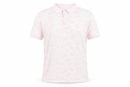 Next Mens Pink Geometric Cotton Polo Size XL Collared Button