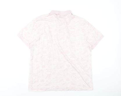 NEXT Mens Pink Geometric Cotton Polo Size XL Collared Button