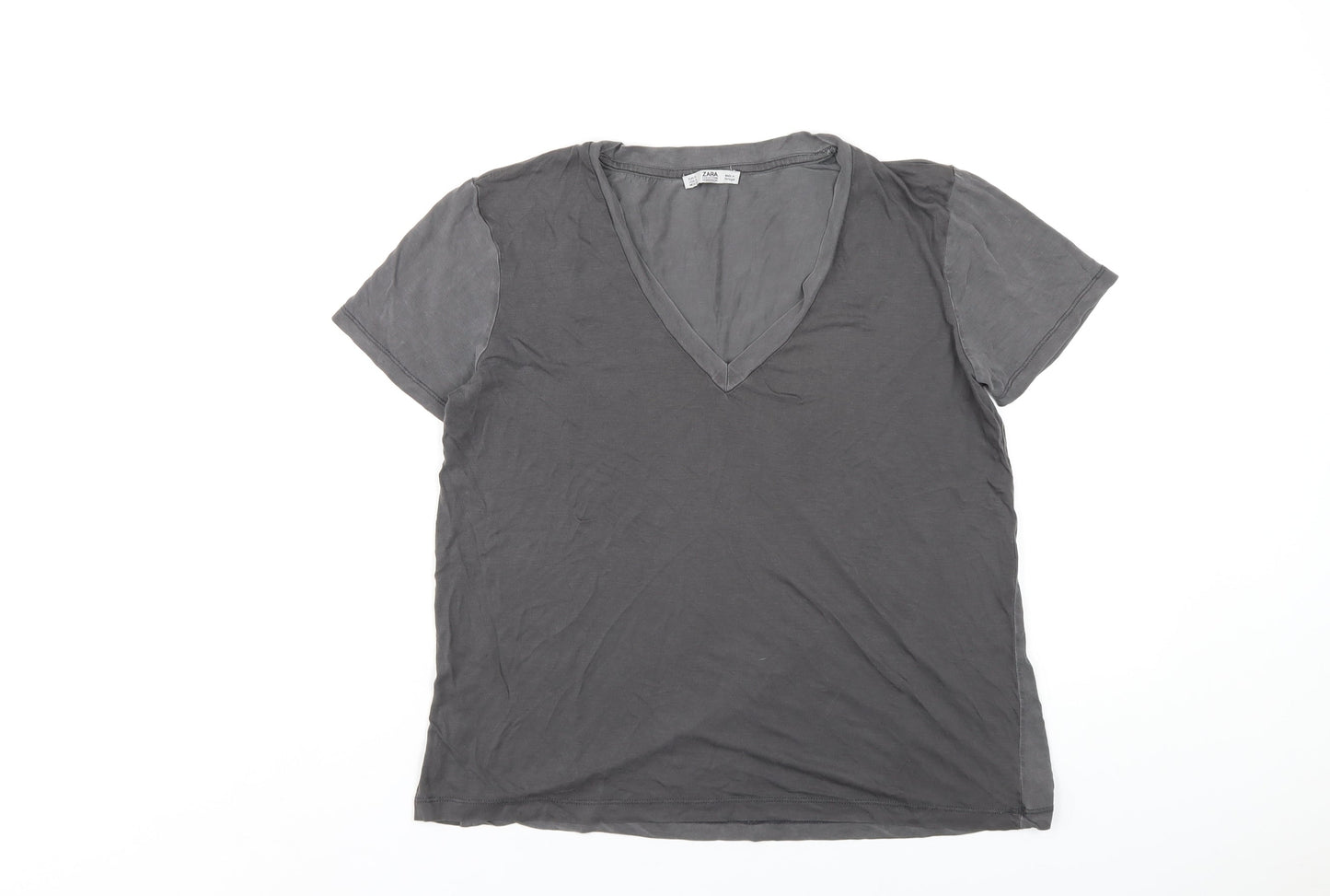 Womens UK Size S Zara Grey Basic T-Shirt
