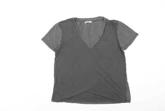 Womens UK Size S Zara Grey Basic T-Shirt