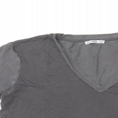 Womens UK Size S Zara Grey Basic T-Shirt