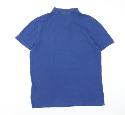 Marks and Spencer Boys Blue Cotton Basic Polo Size 16 Years Collared Button