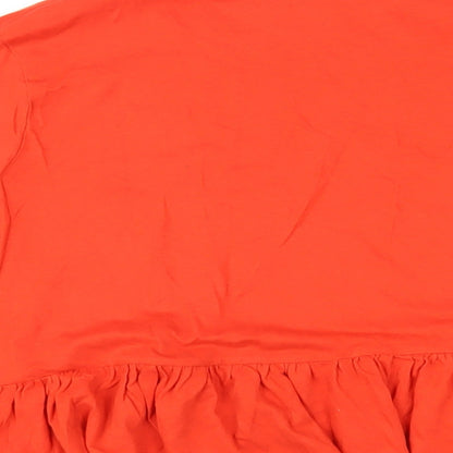 New Look Womens Orange Cotton Basic T-Shirt Size 14 Round Neck