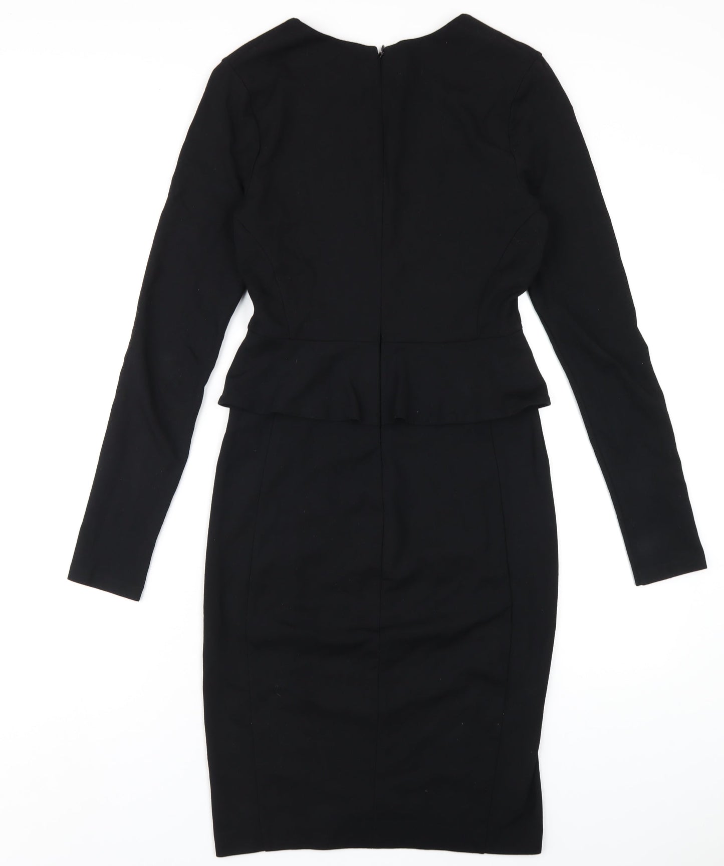 Seed Womens Black Viscose Pencil Dress Size S V-Neck Zip