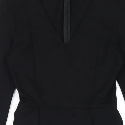 Seed Womens Black Viscose Pencil Dress Size S V-Neck Zip