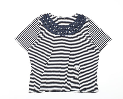 Womens UK Size 22 Joanna Hope Blue Basic T-Shirt